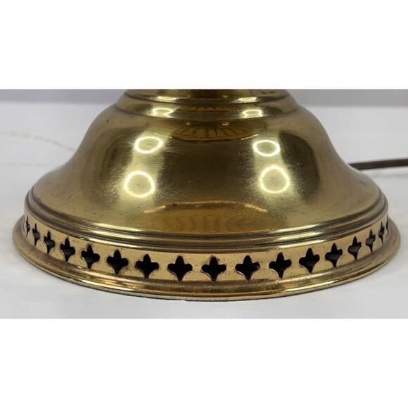 Aladdin Brass Table Lamp w/ Hand-Painted Milk Glass Shade – Model Works - Picture 3 of 12